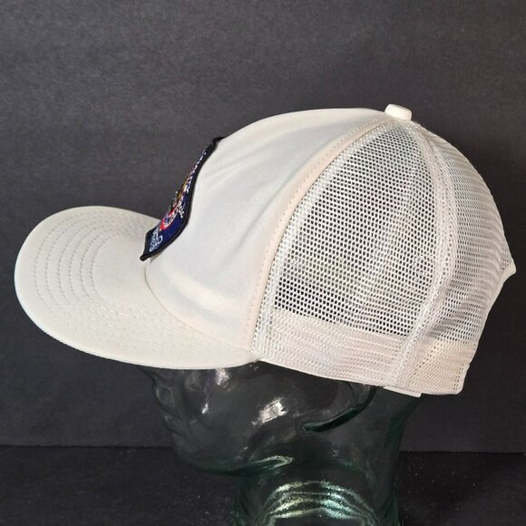 Vintage New Era Chevron D&R Division Mesh Snapback Hat Size M-L White USA Made - Picture 4 of 11